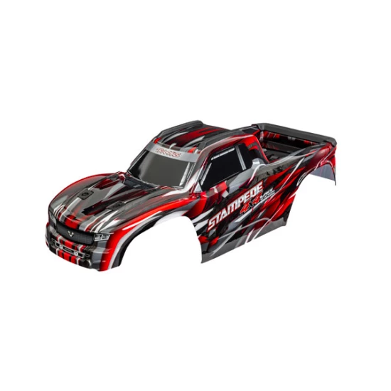 Body, Stampede 4X4 VXL, red (painted, decals applied) (assembled with front & rear body mounts and rear body support for clipless mounting)