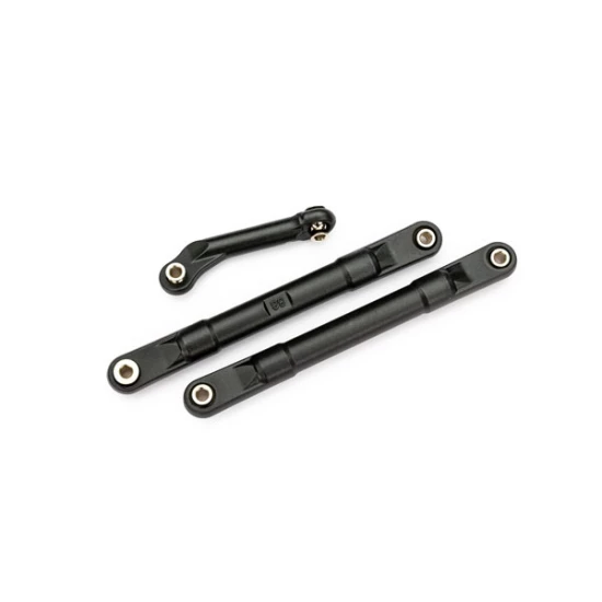 Toe links, molded composite, 98mm (88mm center to center) (black) (2)/ steering link (1)