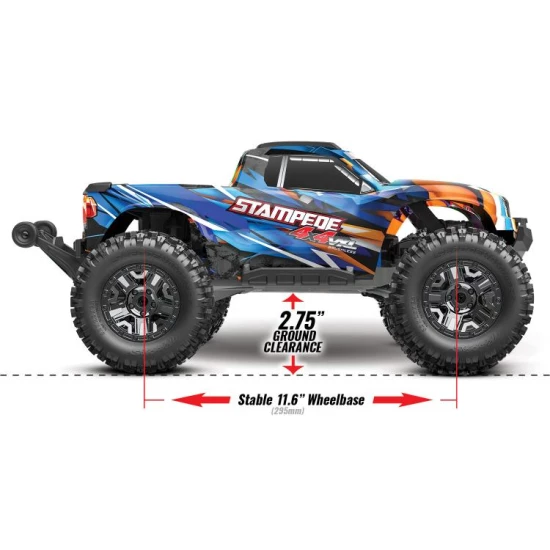 Traxxas Stampede 4X4 VXL HD zonder batterij en lader blauw
