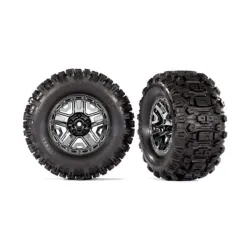 Tires & wheels, assembled, glued (black chrome 2.8' wheels, Sledgehammer, tires, foam inserts) (2) (TSM rated)