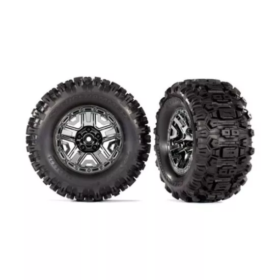 Tires & wheels, assembled, glued (black chrome 2.8' wheels, Sledgehammer, tires, foam inserts) (2) (TSM rated)
