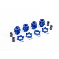 Wheel hubs, splined, 17mm, short (blue-anodized) (4)/ wheel nuts, splined, 17mm (blue-anodized) (4)/ hub retainer M4 X 0.7 (4)/ axle pin (4) (for use with 9080 upgrade kit)