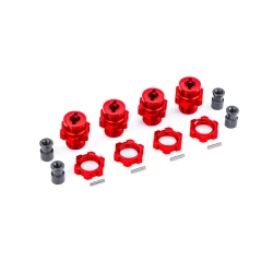 Wheel hubs, splined, 17mm, short (red-anodized) (4)/ wheel nuts, splined, 17mm (red-anodized) (4)/ hub retainer M4 X 0.7 (4)/ axle pin (4) (for use with 9080 upgrade kit)