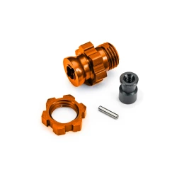 Wheel hub, splined, 17mm, short (orange-anodized) (1)/ wheel nut, splined, 17mm (orange-anodized) (1)/ hub retainer, M4 X 0.7 (1)/ axle pin (1) (for use with #9080 upgrade kit)