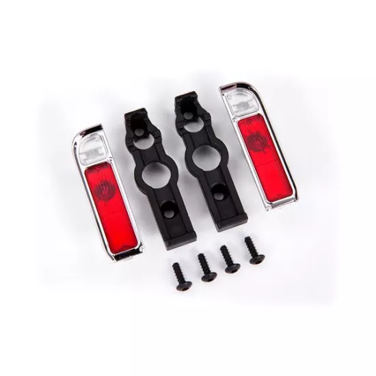 Tail light housing, chrome (2)/ lens (2)/ retainers (left & right)/ 2.6x8 BCS (self-tapping) (4)