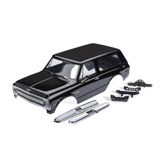 Body, Chevrolet Blazer (1969), complete, black (painted) (includes grille, side mirrors, door handles, windshield wipers, front & rear bumpers, clipless mounting) (requires #8072X inner fenders)