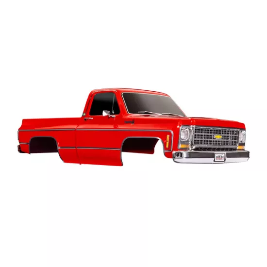 Body, Chevrolet K10 Truck (1979), complete, red (painted, decals applied) (includes grille, side mirrors, door handles, windshield wipers, & clipless mounting) (requires #9288 inner fenders)