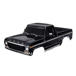 Body, Ford F-150 (1979), complete, black (painted, decals applied) (includes grille, side mirrors, door handles, windshield wipers, front & rear bumpers, clipless mounting) (requires #9288 inner fenders) (roll bar sold separately choose #9262 chrome, 926