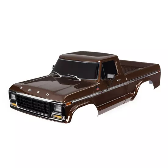 Body, Ford F-150 (1979), complete, brown (painted, decals applied) (includes grille, side mirrors, door handles, windshield wipers, front & rear bumpers, clipless mounting) (requires #9288 inner fenders) (roll bar sold separately choose #9262 chrome, 926