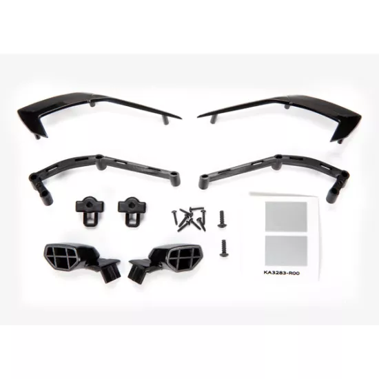 Mirrors, side (left & right)/ mounts (left & right)/ trim, side (left & right)/ trim mounts (left & right)/ 2.6x8mm BCS (2)/ 1.6x7mm BCS (8)