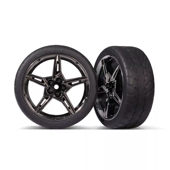 Tires and wheels, assembled, glued (split-spoke black chrome wheels, 1.9' Response tires) (front) (2)