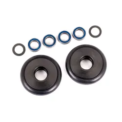 Wheels, wheelie bar, 6061-T6 aluminum (gray-anodized) (2)/ 5x8x2.5mm ball bearings (4)/ o-rings (2)/ 5x8x0.3mm TW (2)