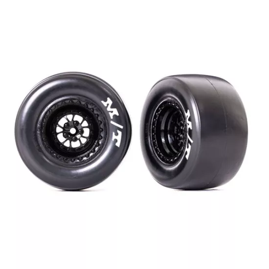 Tires & wheels, assembled, glued (Weld glossy black wheels, Mickey Thompson Drag Slicks, sticky compound, foam inserts) (rear) (2)