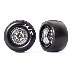 Tires & wheels, assembled, glued (Weld chrome with black wheels, Mickey Thompson Drag Slicks, sticky compound, foam inserts) (rear) (2)