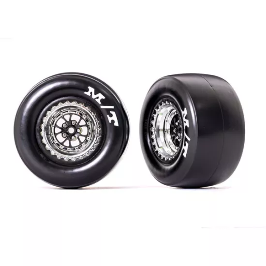 Tires & wheels, assembled, glued (Weld chrome with black wheels, Mickey Thompson Drag Slicks, sticky compound, foam inserts) (rear) (2)