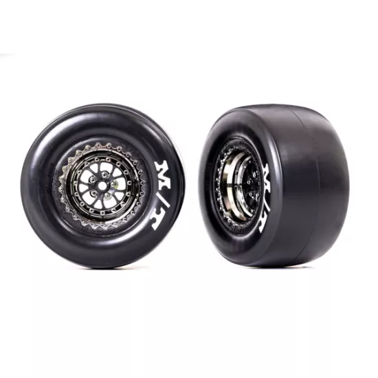 Tires & wheels, assembled, glued (Weld black chrome wheels, sticky tires, foam inserts) (rear) (2)