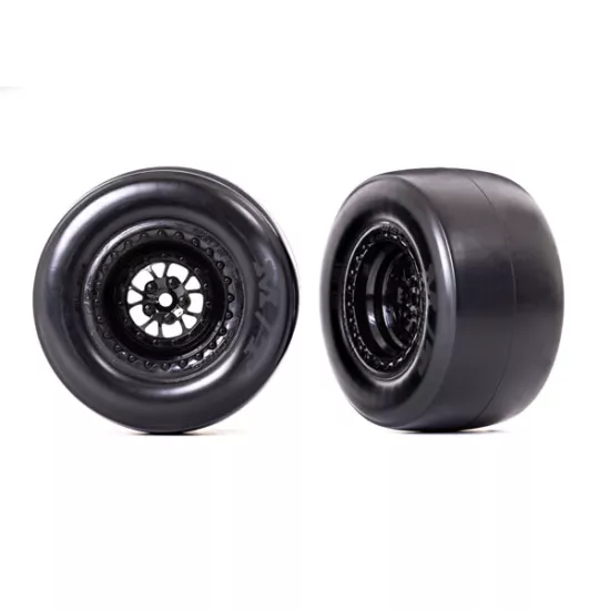 Tires & wheels, assembled, glued (Weld glossy black wheels, Mickey Thompson ET Drag Slicks, smoke compound, foam inserts) (rear) (2)