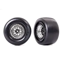 Tires & wheels, assembled, glued (Weld chrome with black wheels, Mickey Thompson ET Drag Slicks, smoke compound, foam inserts) (rear) (2)