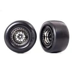 Tires & wheels, assembled, glued (Weld black chrome wheels, Mickey Thompson ET Drag Slicks, smoke compound, foam inserts) (rear) (2)