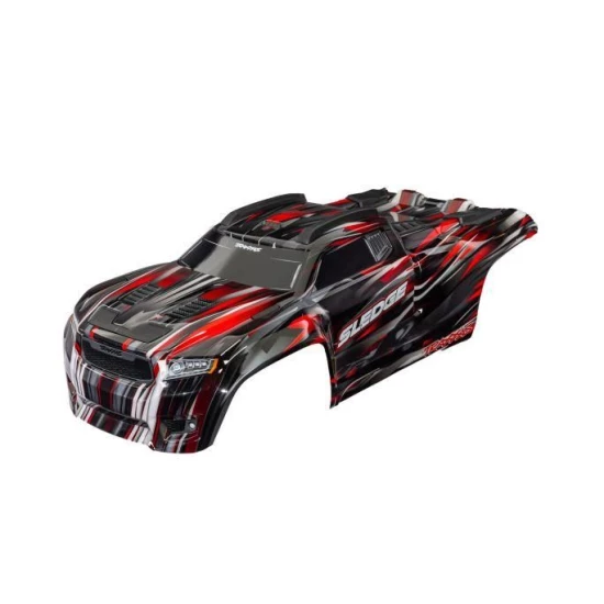 Body, Sledge, red (painted, decals applied) (assembled with front & rear body mounts and rear body support for clipless mounting)
