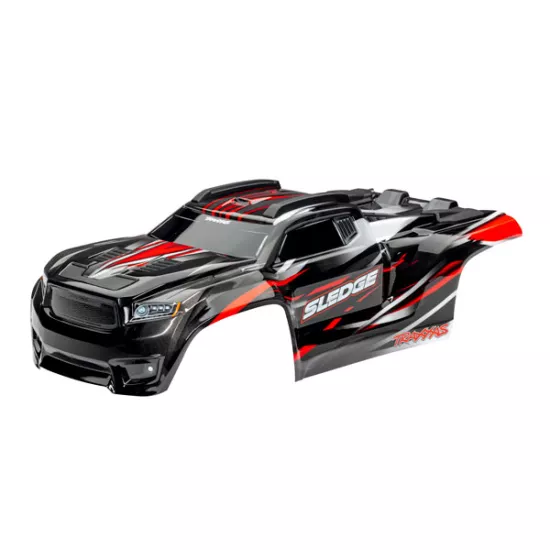 Body, Sledge, red/ window, grille, lights decal sheet (assembled with front & rear body mounts and rear body support for clipless mounting)