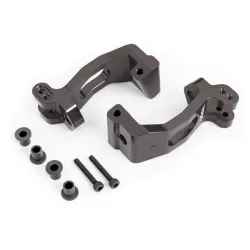 CASTER BLOCKS (C-HUBS), 6061-T6 ALUMINUM (DARK TITANIUM-ANODIZED), LEFT & RIGHT/ KINGPIN BUSHINGS (4)