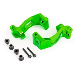 CASTER BLOCKS (C-HUBS), 6061-T6 ALUMINUM (GREEN-ANODIZED), LEFT & RIGHT/ KINGPIN BUSHINGS (4)