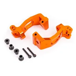 CASTER BLOCKS (C-HUBS), 6061-T6 ALUMINUM (ORANGE-ANODIZED), LEFT & RIGHT/ KINGPIN BUSHINGS (4)