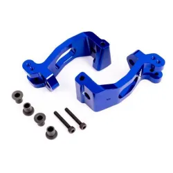 CASTER BLOCKS (C-HUBS), 6061-T6 ALUMINUM (BLUE-ANODIZED), LEFT & RIGHT/ KINGPIN BUSHINGS (4)
