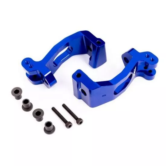 CASTER BLOCKS (C-HUBS), 6061-T6 ALUMINUM (BLUE-ANODIZED), LEFT & RIGHT/ KINGPIN BUSHINGS (4)