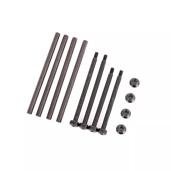 Suspension pin set, front & rear (hardened steel), 4x67mm (4), 3.5x48.2mm (2), 3.5x56.7mm (2)/ M3x0.5mm NL, flanged (2)