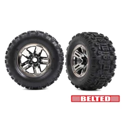 Tires & wheels, assembled, glued (3.8' black chrome wheels, belted Sledgehammer tires, foam inserts) (2)