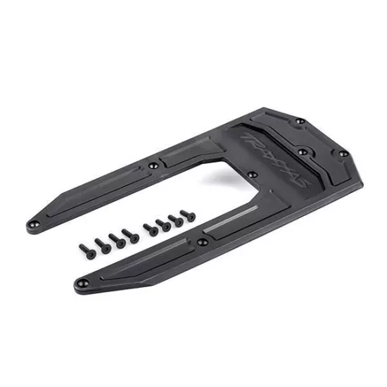 Skidplate, chassis, black (fits Sledge)