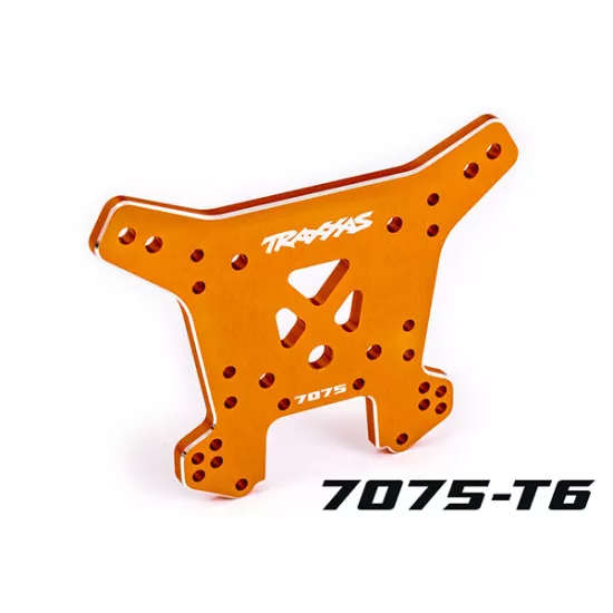 Shock tower, rear, 7075-T6 aluminum (orange-anodized) (fits Sledge)