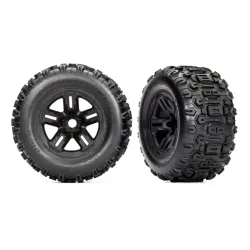 Tires and wheels, assembled, glued (3.8' black wheels, Sledgehammer tires, foam inserts) (2)