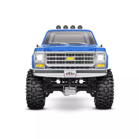 TRX-4M High Trail Crawler with 1979 Chevrolet K10 Truck Body: 1/18-Scale 4WD Electric Truck Blue