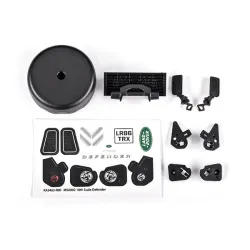 Grille/ mirrors, side (left & right)/ spare tire cover/ light retainers, body (front & rear, left & right)/ decal sheet (fits #9712 body)
