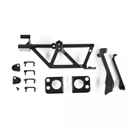 Door handles (4)/ light mounts, front (left & right)/ light retainers, front bumper (left & right)/ fuel cap/ snorkel/ spare tire mount (fits #9712 body)