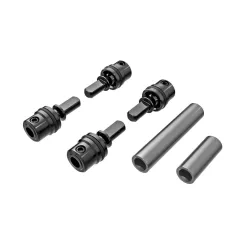 Driveshafts, center, male (metal) (4)/ driveshafts, center, female, 6061-T6 aluminum (dark titanium-anodized) (front & rear)/ 1.6x7mm BCS (with threadlock) (4)