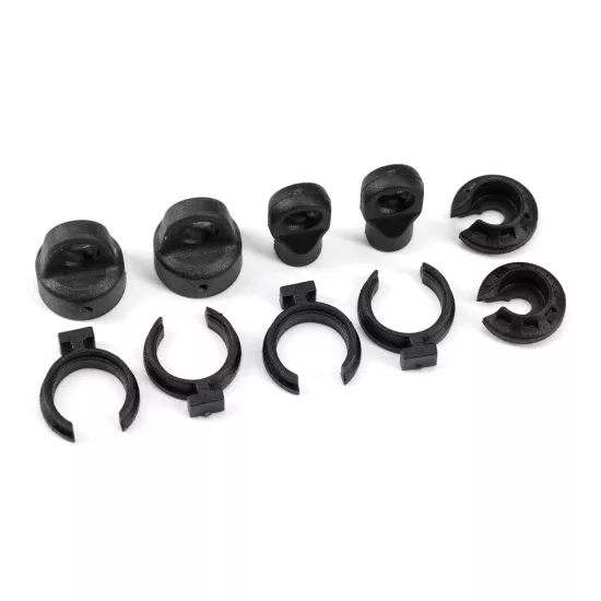 Shock cap (2)/ spring perch (2)/ rod end (2)/ spring preload spacer (4)