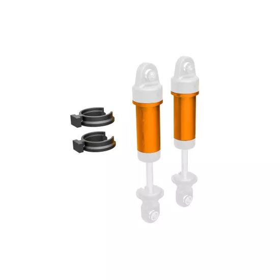 Body, GTM shock, 6061-T6 aluminum (orange-anodized) (includes spring pre-load spacers) (2)