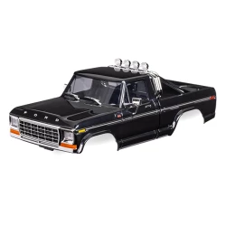 Body, Ford F-150 Truck (1979), complete, black (includes grille, side mirrors, door handles, roll bar, windshield wipers, side trim, & clipless mounting) (requires #9834 front & rear bumpers)