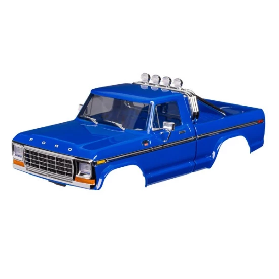 Body, Ford F-150 Truck (1979), complete, blue (includes grille, side mirrors, door handles, roll bar, windshield wipers, side trim, & clipless mounting) (requires #9834 front & rear bumpers)