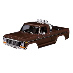 Body, Ford F-150 Truck (1979), complete, brown (includes grille, side mirrors, door handles, roll bar, windshield wipers, side trim, & clipless mounting) (requires #9834 front & rear bumpers)