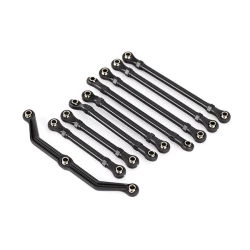 Suspension link set, complete (front & rear) (includes steering link (1), front lower links (2), front upper links (2), rear links (4)) (assembled hollow balls) (fits 1/18 scale vehicles long wheelbase)