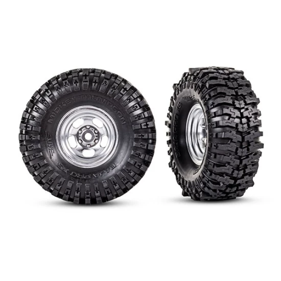 Tires & wheels, assembled (1.0' satin chrome wheels, Mickey Thompson Baja Pro Xs 2.4x1.0' tires) (2)