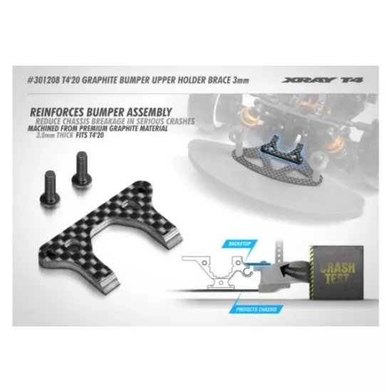 T4'20 GRAPHITE BUMPER UPPER HOLDER BRACE 3.0MM