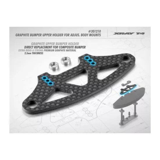 GRAPHITE BUMPER UPPER HOLDER FOR ADJUSTABLE BODY MOUNTS 2.5MM