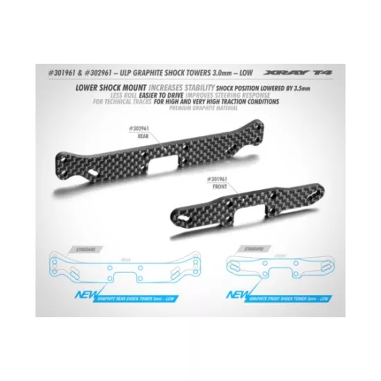 T4'20 ULP GRAPHITE SHOCK TOWER REAR 3.0MM - LOW