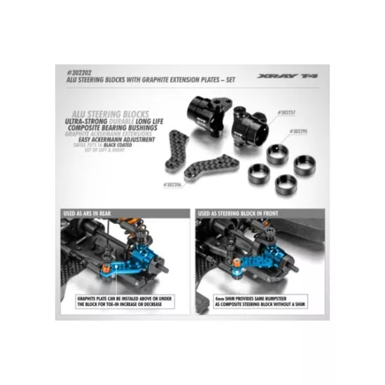 Alu Steering Blocks With Graphite Extension Plates - Set